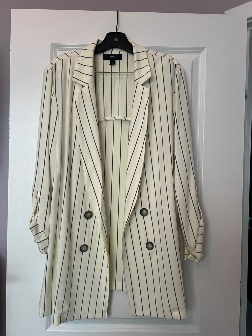 Mossimo Supply Co. Cream Blazer with Black Pinstripes